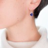 Boucles d'oreilles géométriques, or, argent et cristal - Majestic Blue