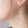 Boucles d'oreilles chaînes fines et petits cristaux - Emerald