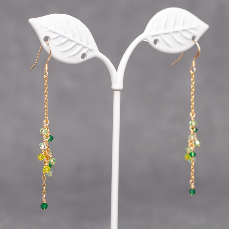 Boucles d'oreilles pluie de petits cristaux - Emerald