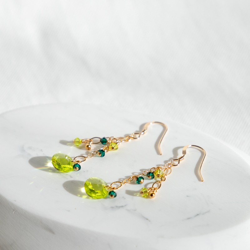 Boucles d'oreilles sequin de cristal - Citrus Green