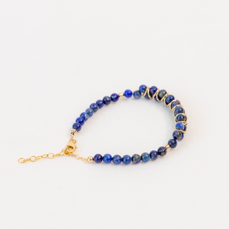 Bracelet Lapis Lazuli et anneaux gold filled