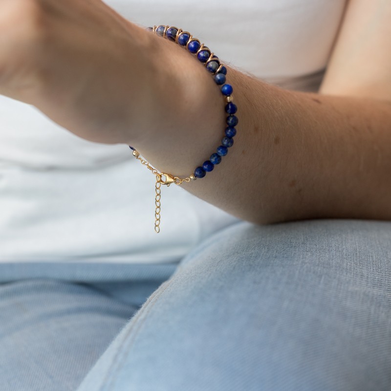 Bracelet Lapis Lazuli et anneaux gold filled