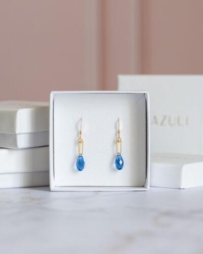 Boucles d'oreilles gouttes de cristal bleu