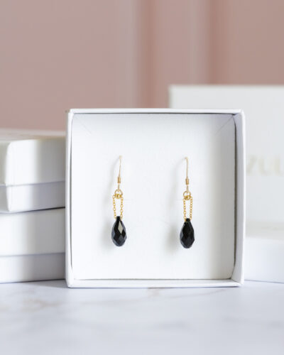 Boucles d'oreilles gouttes de cristal noir