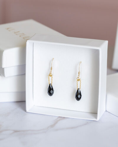 Boucles d'oreilles gouttes de cristal noir