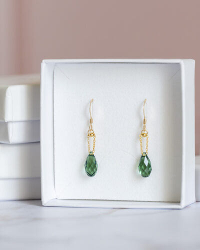 Boucles d'oreilles gouttes de cristal vert marin
