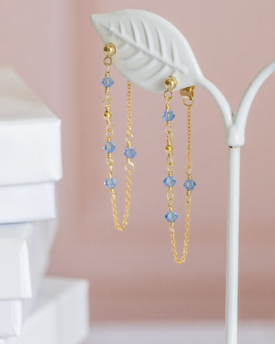 Boucles d'oreilles Erna devant derrière cristal bleu clair