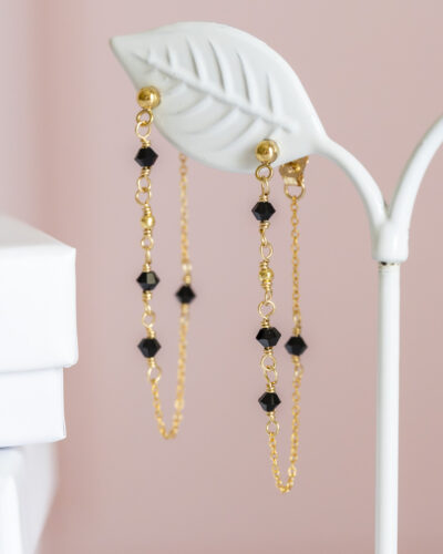 Boucles d'oreilles Erna devant derrière noir