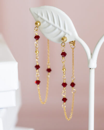 Boucles d'oreilles Erna devant derrière rouge