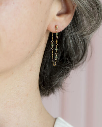 Boucles d'oreilles Erna devant derrière vert marin