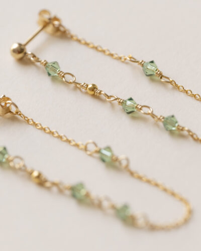 Boucles d'oreilles Erna devant derrière vert marin
