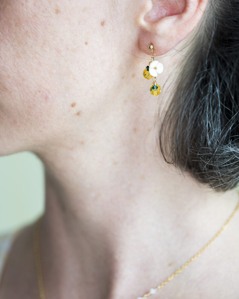 Boucles d'oreilles citron portées