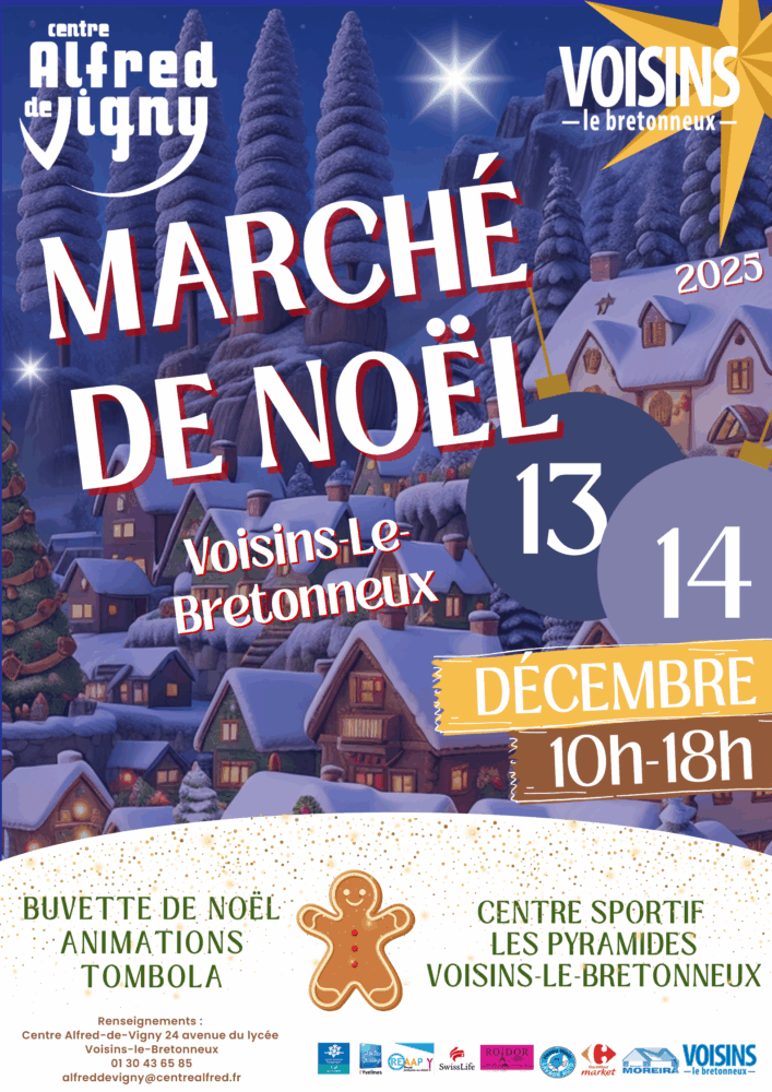Affiche Marché de Noël Voisins-le-bretonneux 2025 Yvelines
