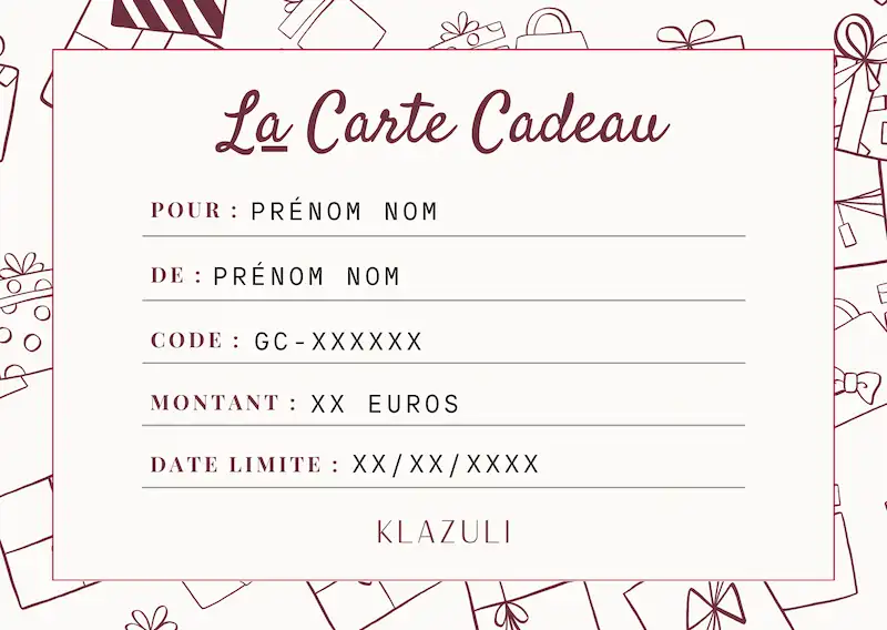 modèle carte cadeau klazuli