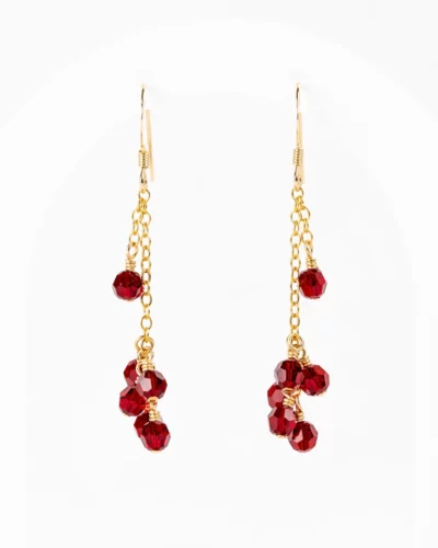 Boucles d'oreilles grappes de perles cristal rouge