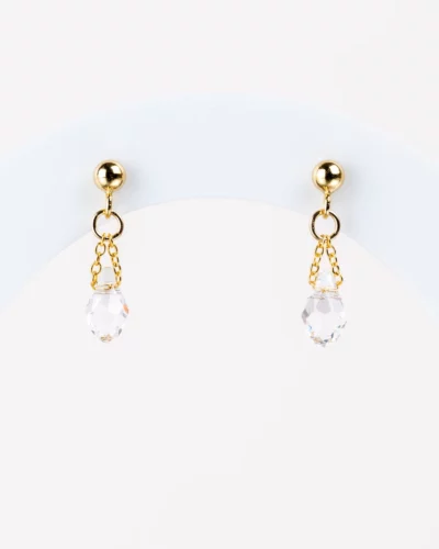 Boucles d'oreilles petites gouttes cristal transparentes